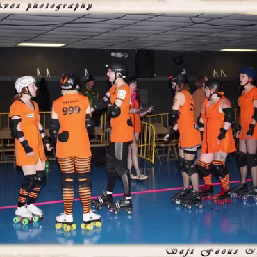 The Derby Girls - Nov. 14th Before videoing the bouts here are some photographs of the warm ups and tear down.