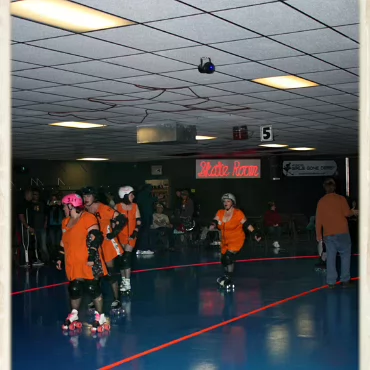 The Derby Girls - Nov. 14th Before videoing the bouts here are some photographs of the warm ups and tear down.